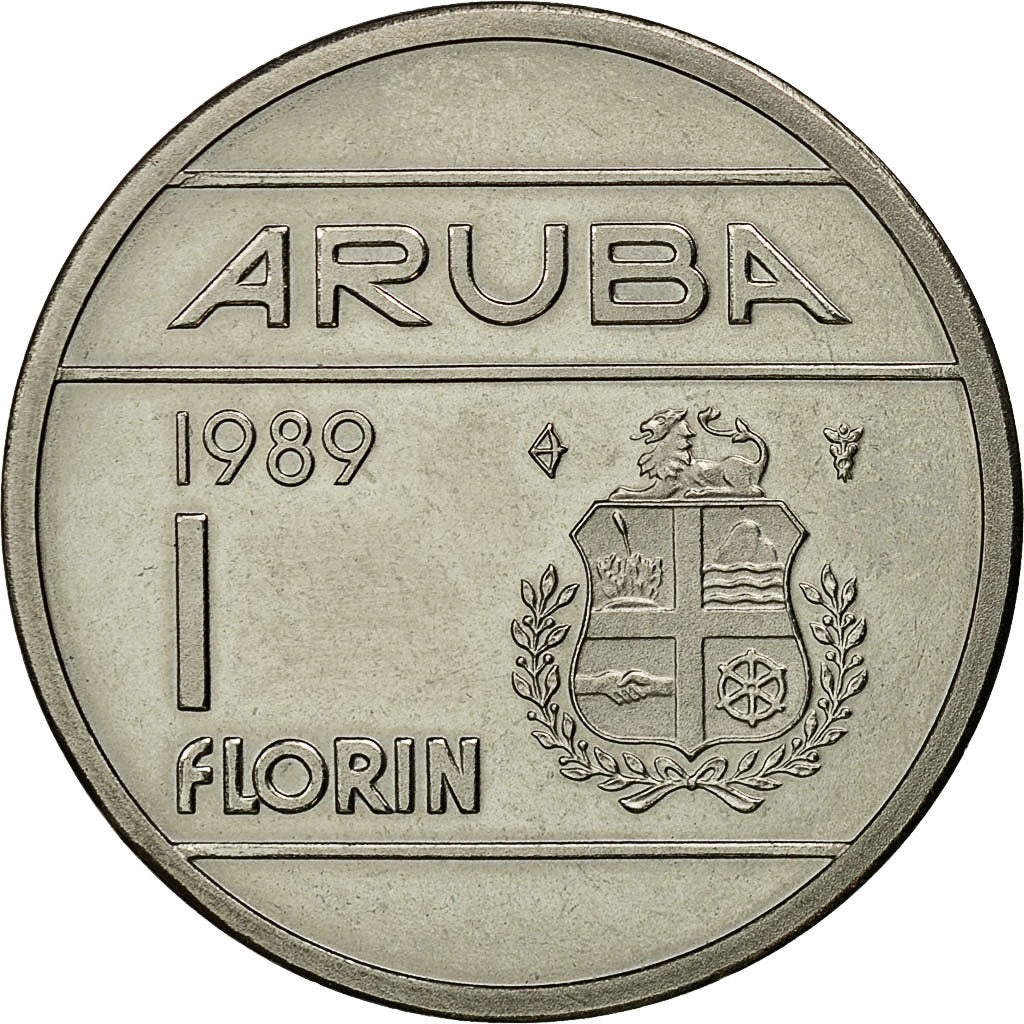 Moneta, Aruba, Beatrix, Florin, 1989, Utrecht, AU(55-58), Stal niklowana, KM:5