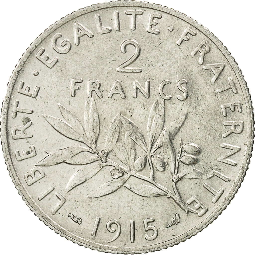 Frankreich, Semeuse, 2 Francs, 1915, Paris, VZ, Silber, KM:845.1, Gadoury:532