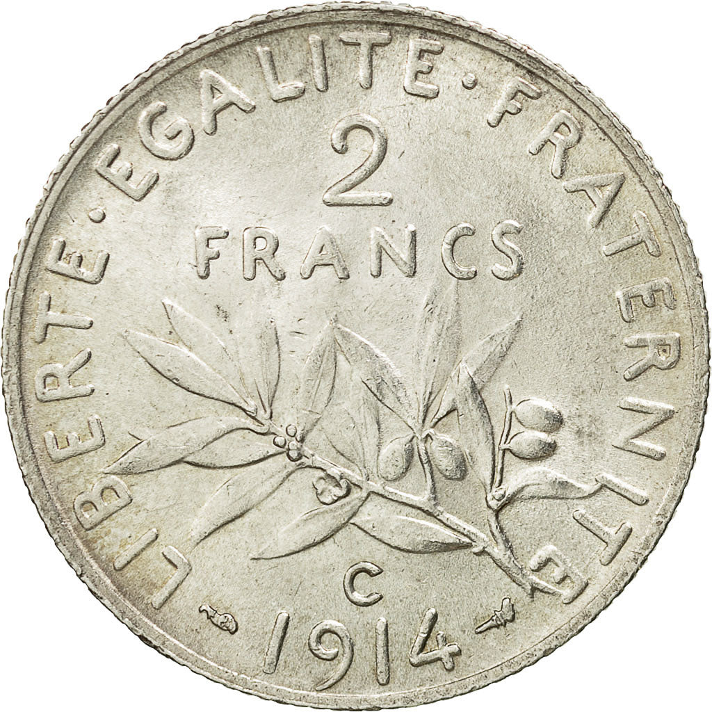 Monnaie, France, Semeuse, 2 Francs, 1914, Castelsarrasin, SUP, Argent, KM:845.2