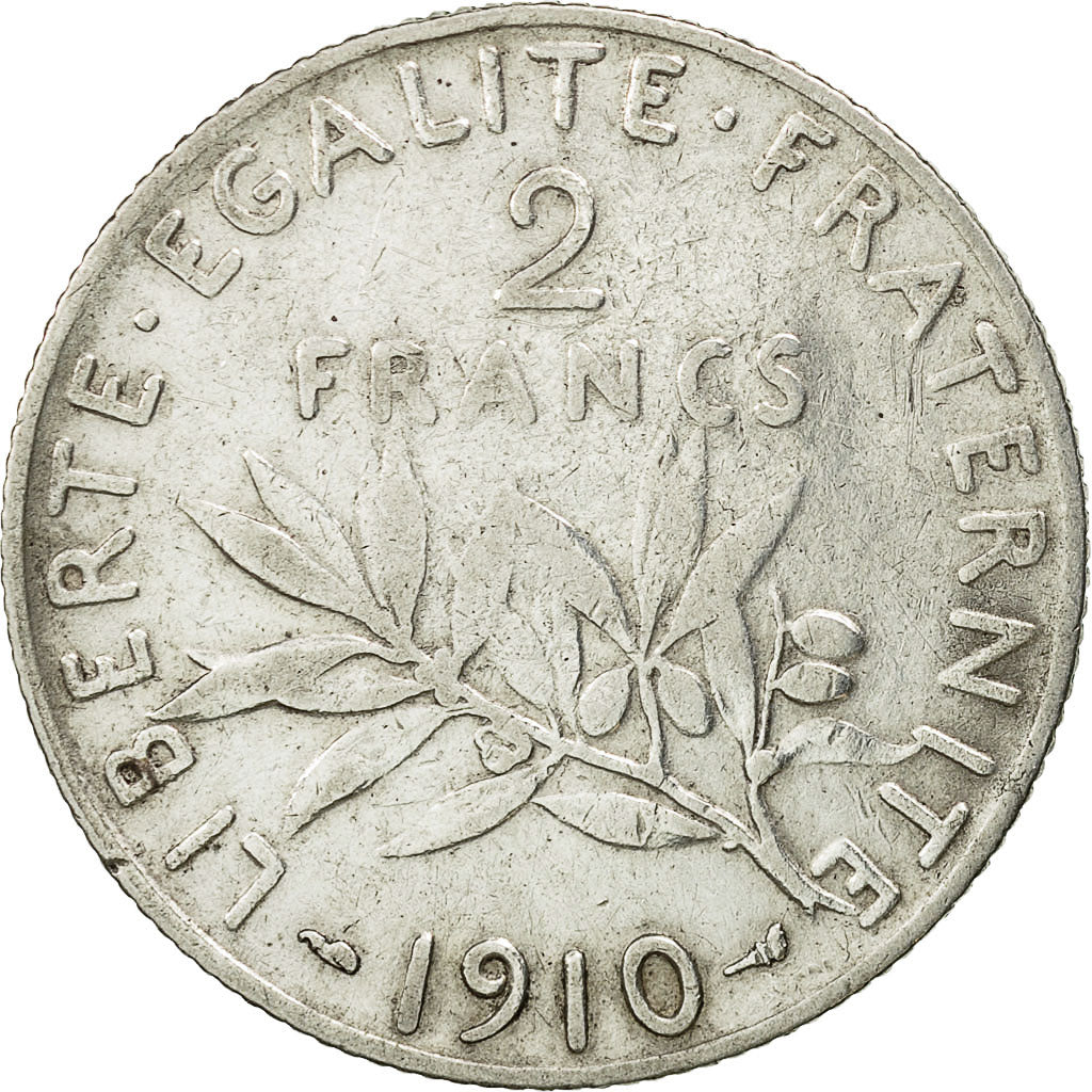 Coin, France, Semeuse, 2 Francs, 1910, Paris, VF(30-35), Silver, KM:845.1