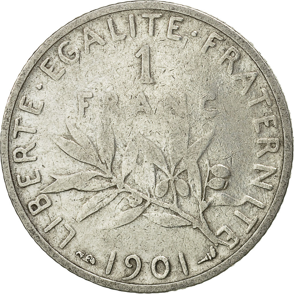Coin, France, Semeuse, Franc, 1901, Paris, VF(20-25), Silver, KM:844.1
