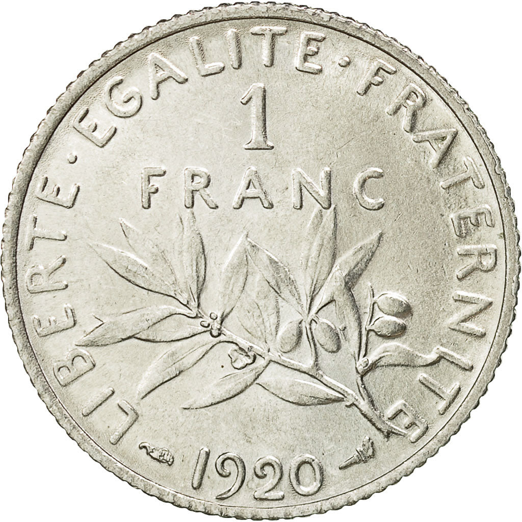 Münze, Frankreich, Semeuse, Franc, 1920, Paris, VZ, Silber, KM:844.1