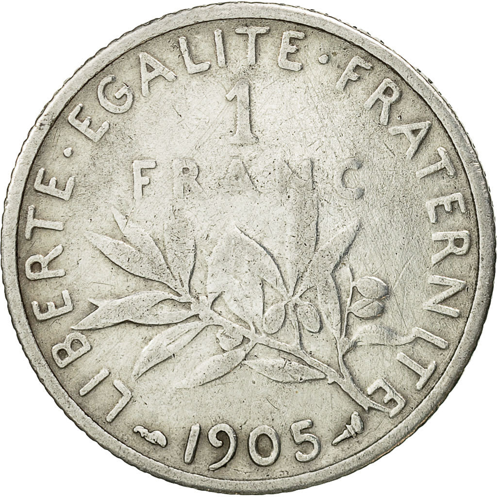 Monnaie, France, Semeuse, Franc, 1905, Paris, TB, Argent, KM:844.1, Gadoury:467