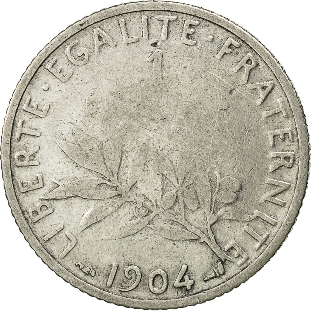 Coin, France, Semeuse, Franc, 1904, Paris, F(12-15), Silver, KM:844.1