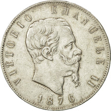 Italy, Vittorio Emanuele II, 5 Lire, 1876, Rome, EF(40-45), Silver, KM:8.4