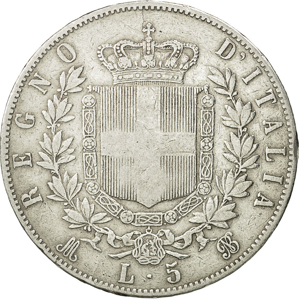 Italy, Vittorio Emanuele II, 5 Lire, 1870, Milan, VF(30-35), Silver, KM:8.3