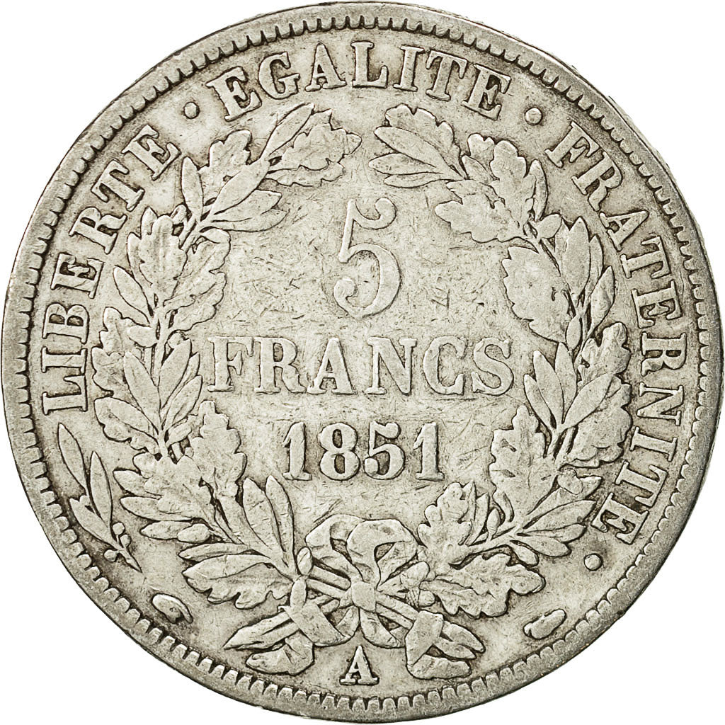 Coin, France, Cérès, 5 Francs, 1851, Paris, VF(30-35), Silver, KM:761.1
