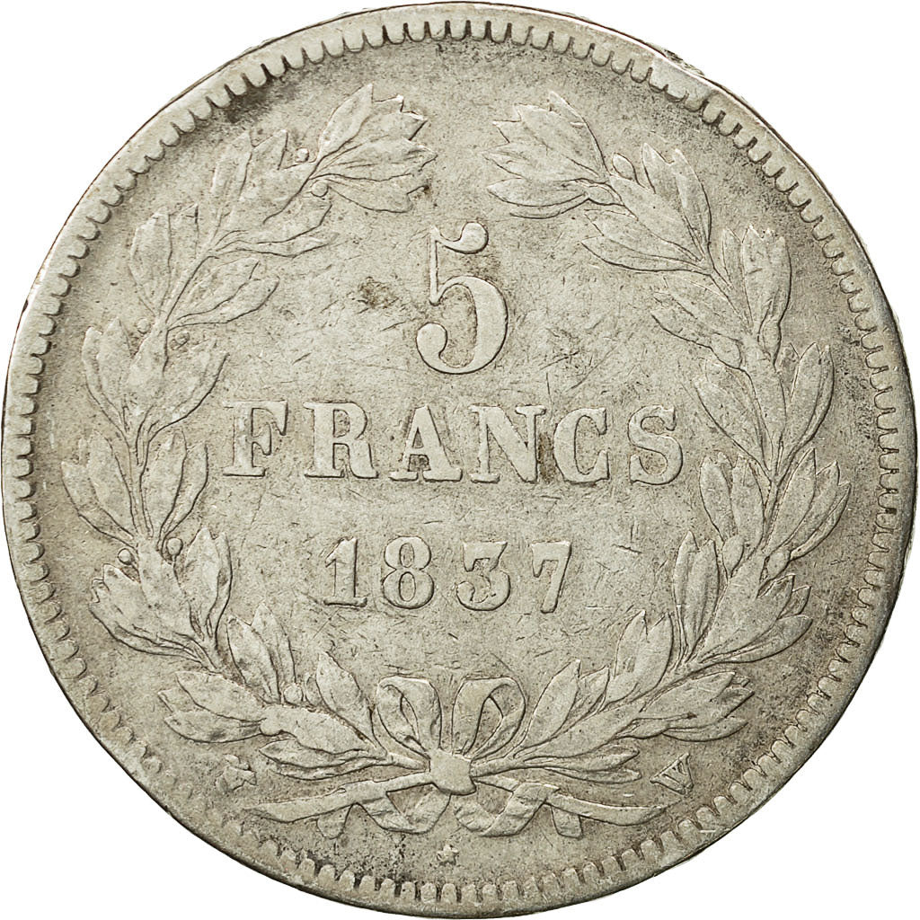 Moneta, Francia, Louis-Philippe, 5 Francs, 1837, Lille, MB, Argento, KM:749.13