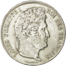Coin, France, Louis-Philippe, 5 Francs, 1834, Lyons, VF(30-35), Silver