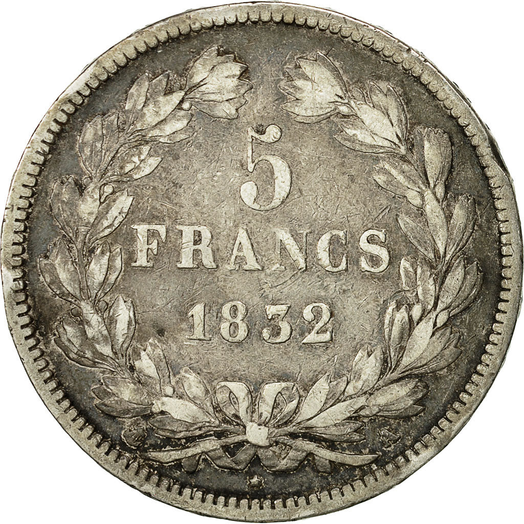 Coin, France, Louis-Philippe, 5 Francs, 1832, Paris, VF(20-25), Silver