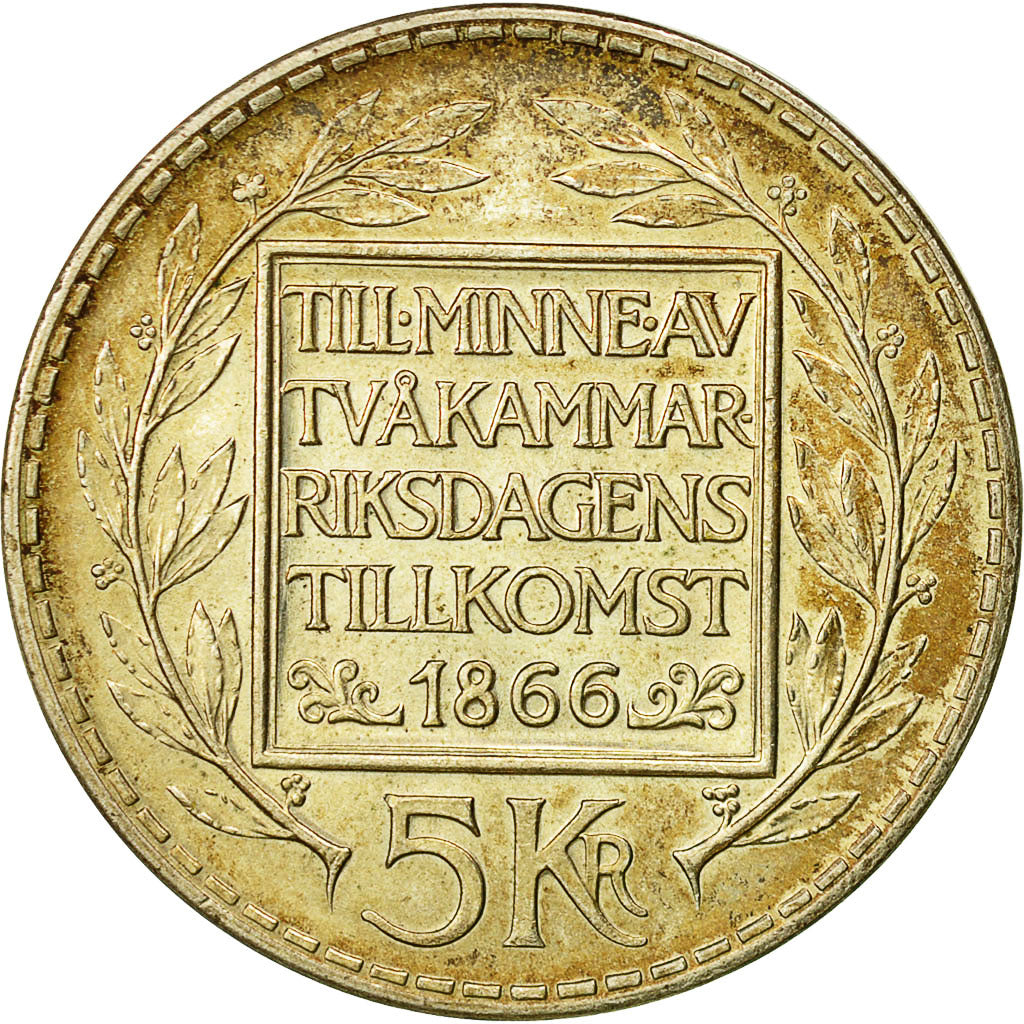 Coin, Sweden, Gustaf VI, 5 Kronor, 1966, AU(55-58), Silver, KM:839