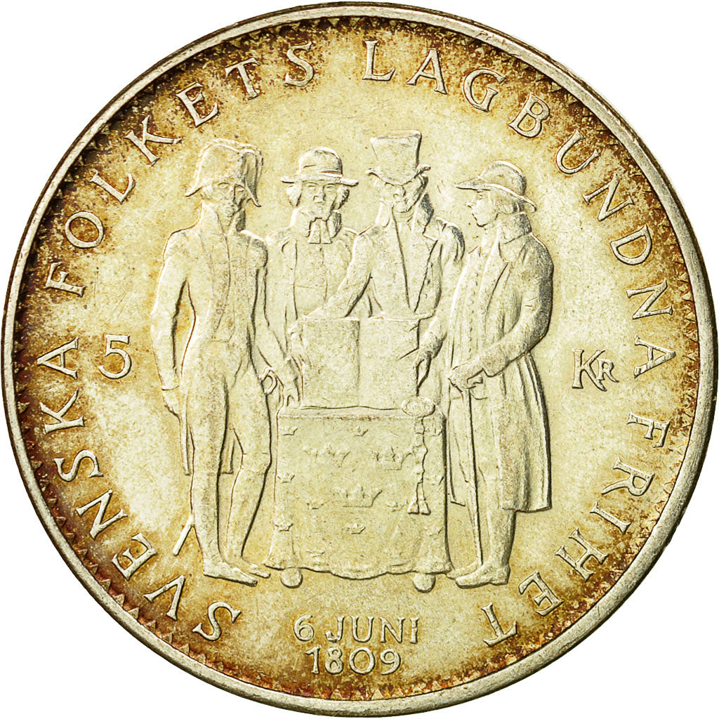 Coin, Sweden, Gustaf VI, 5 Kronor, 1959, AU(55-58), Silver, KM:830