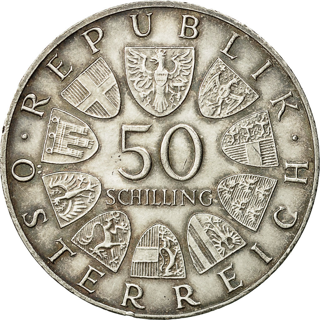 Coin, Austria, 50 Schilling, 1968, AU(55-58), Silver, KM:2904.1