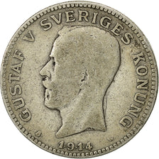 Coin, Sweden, Gustaf V, Krona, 1914, VF(20-25), Silver, KM:786.1