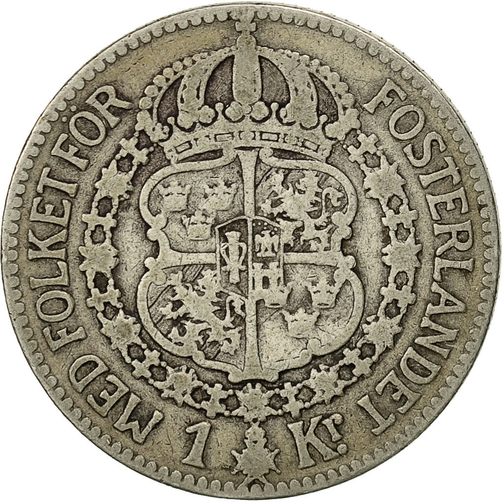 Coin, Sweden, Gustaf V, Krona, 1914, VF(20-25), Silver, KM:786.1