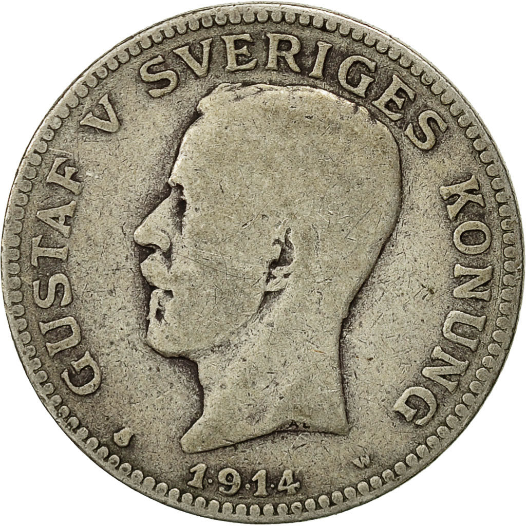 Coin, Sweden, Gustaf V, Krona, 1914, VF(20-25), Silver, KM:786.1