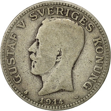 Coin, Sweden, Gustaf V, Krona, 1914, VF(20-25), Silver, KM:786.1