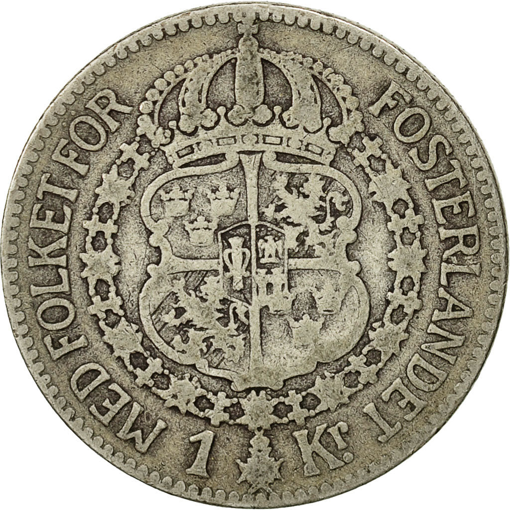 Coin, Sweden, Gustaf V, Krona, 1914, VF(20-25), Silver, KM:786.1