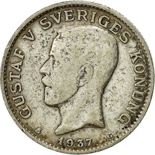 Svezia, Gustaf V, Krona, 1937, BB, Argento, KM:786.2