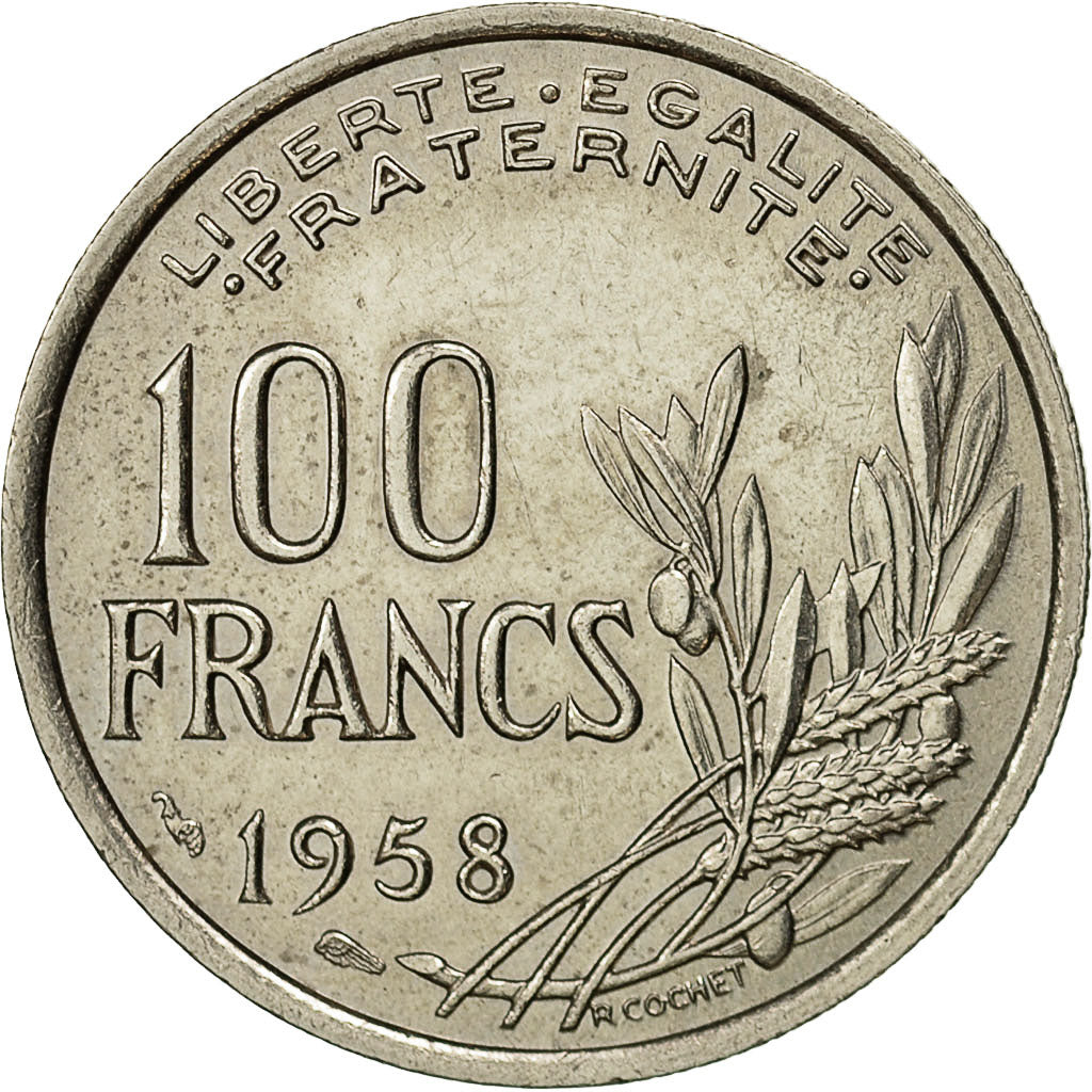 Moneta, Francia, Cochet, 100 Francs, 1958, SPL-, Rame-nichel, KM:919.1