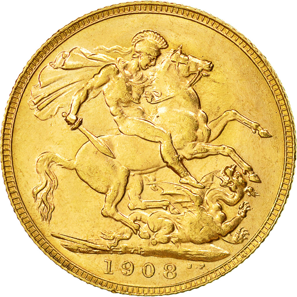 Coin, Australia, Edward VII, Sovereign, 1908, Perth, AU(55-58), Gold, KM:15