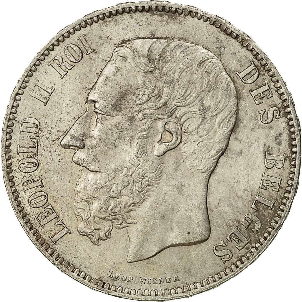 Belgium, Leopold II, 5 Francs, 5 Frank, 1873, AU(55-58), Silver, KM:24