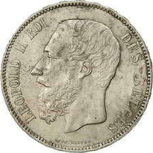 Belgium, Leopold II, 5 Francs, 5 Frank, 1873, AU(55-58), Silver, KM:24