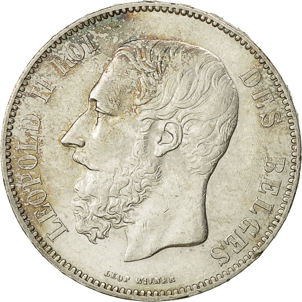 Belgium, Leopold II, 5 Francs, 5 Frank, 1873, AU(55-58), Silver, KM:24