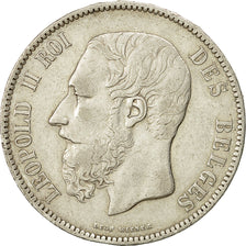 Belgio, Leopold II, 5 Francs, 5 Frank, 1870, BB, Argento, KM:24