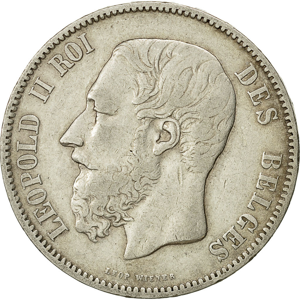 Belgium, Leopold II, 5 Francs, 5 Frank, 1869, VF(30-35), Silver, KM:24