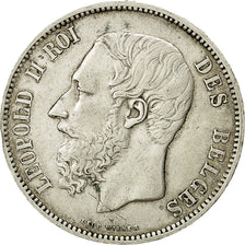 Belgio, Leopold II, 5 Francs, 5 Frank, 1868, BB, Argento, KM:24