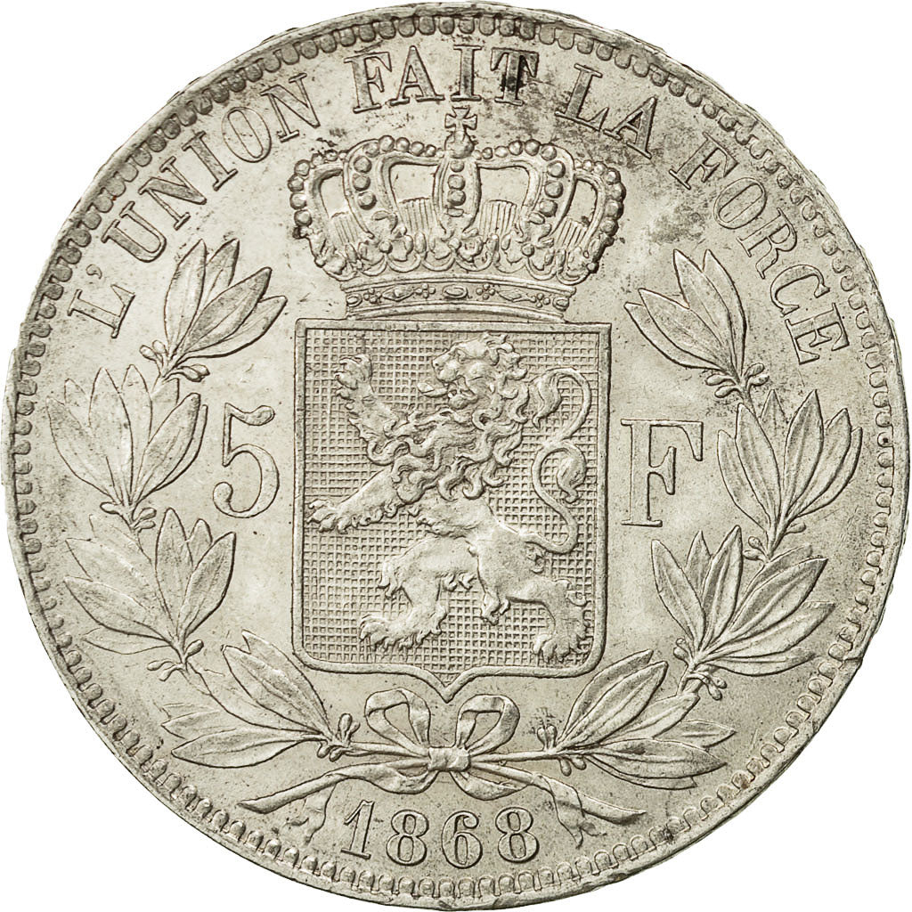 Münze, Belgien, Leopold II, 5 Francs, 5 Frank, 1868, SS+, Silber, KM:24