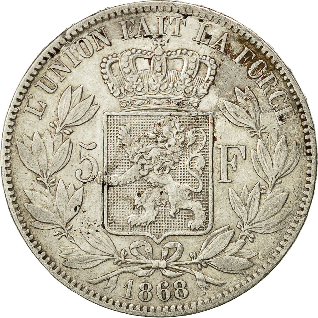 Belgium, Leopold II, 5 Francs, 5 Frank, 1868, EF(40-45), Silver, KM:24