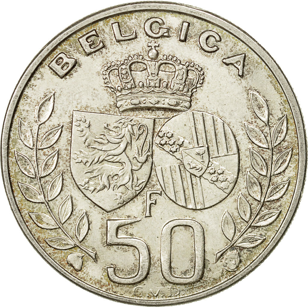 Belgio, 50 Francs, 50 Frank, 1960, BB+, Argento, KM:152.1