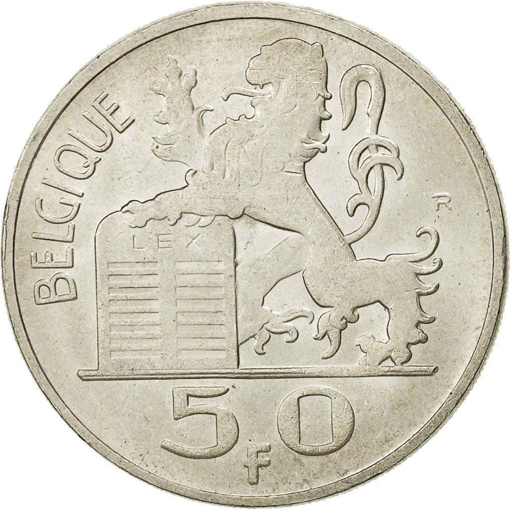 Belgium, 50 Francs, 50 Frank, 1954, AU(50-53), Silver, KM:136.1