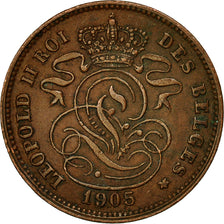 Münze, Belgien, Albert I, 2 Centimes, 1905, SS, Kupfer, KM:36
