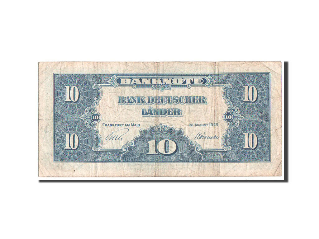 Banconote, GERMANIA - REPUBBLICA FEDERALE, 10 Deutsche Mark, 1949, MB+