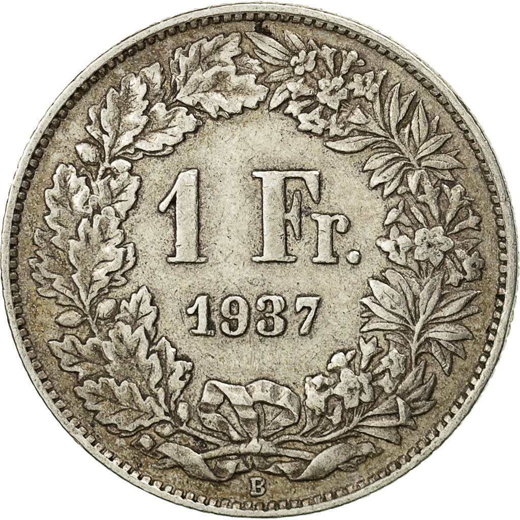 Coin, Switzerland, Franc, 1937, Bern, EF(40-45), Silver, KM:24