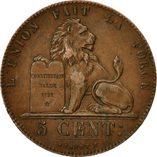 Coin, Belgium, Leopold I, 5 Centimes, 1850, AU(50-53), Copper, KM:5.1