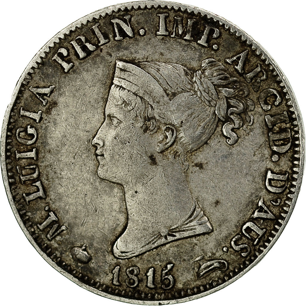 États italiens, PARMA, Maria Luigia, 5 Soldi, 1815, TTB, Argent, KM:26