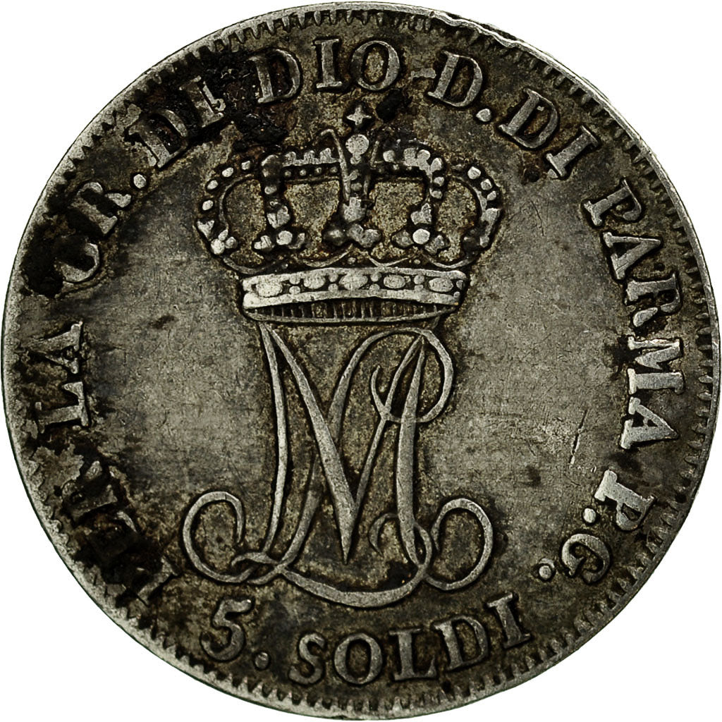 États italiens, PARMA, Maria Luigia, 5 Soldi, 1815, TTB, Argent, KM:26