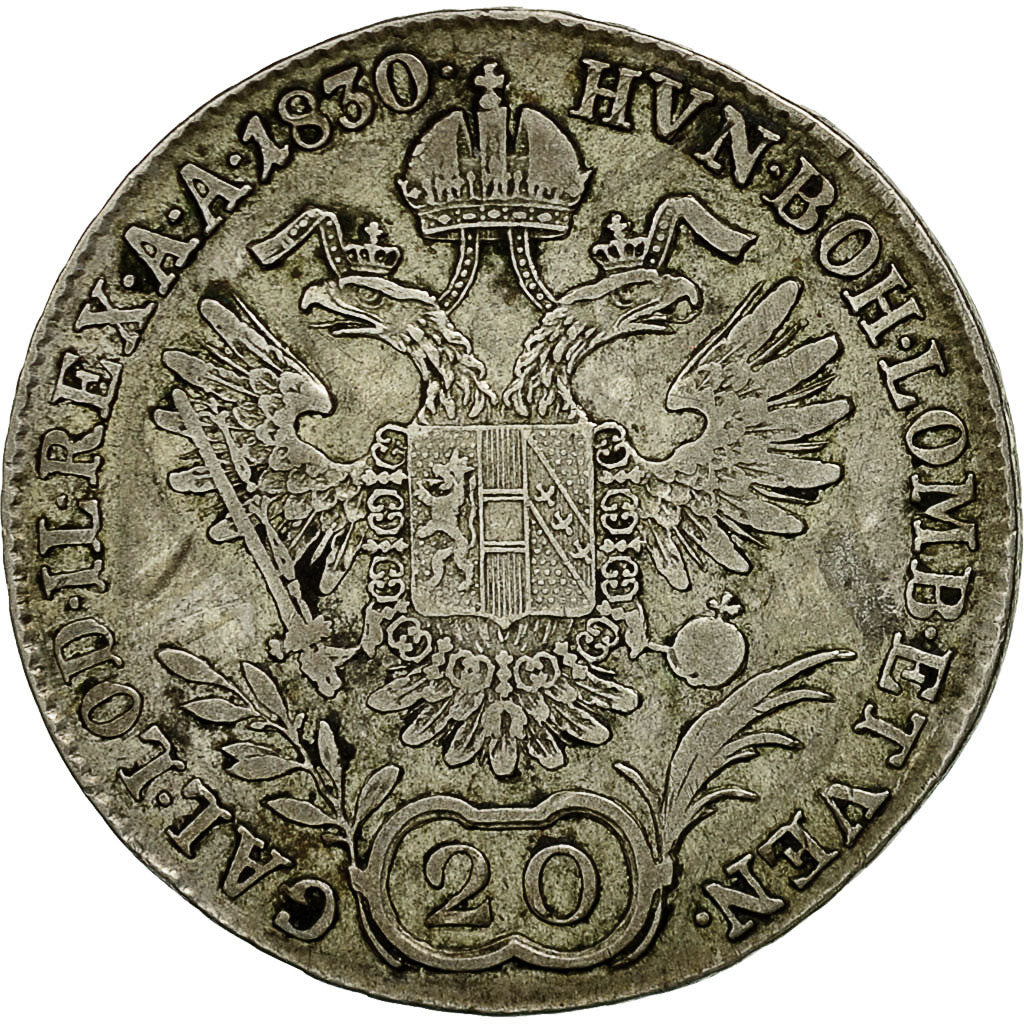 Münze, Österreich, Franz II (I), 20 Kreuzer, 1830, Kremnitz, S+, Silber