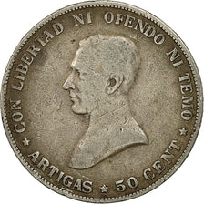 Uruguay, 50 Centesimos, 1917, VF(30-35), Silver, KM:22