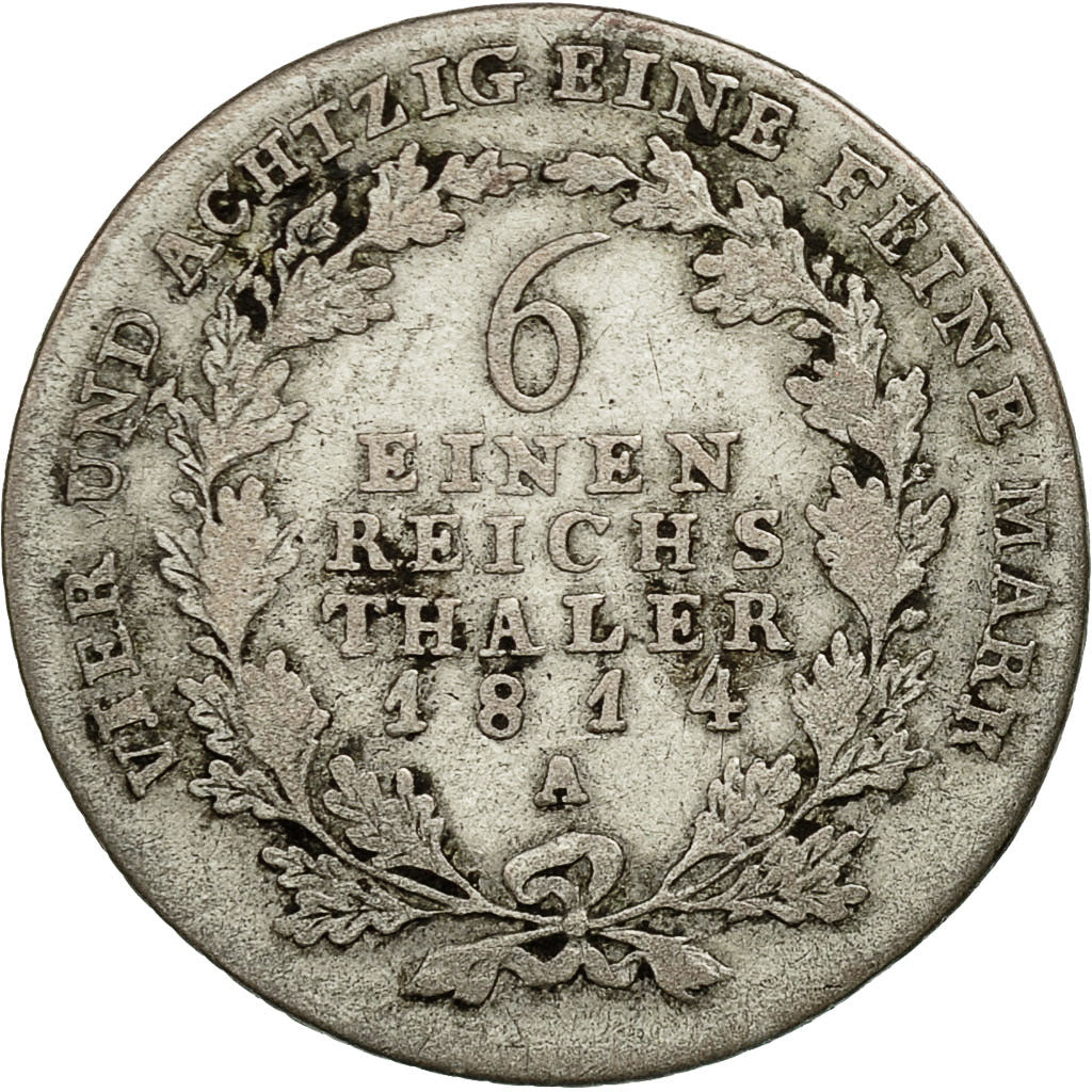 Coin, German States, PRUSSIA, Friedrich Wilhelm III, 1/6 Thaler, 1814, Berlin