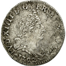 France, Louis XIV, 5 Sols aux insignes,1/16 ECU,1702,Rouen,VF(30-35), KM 337.3
