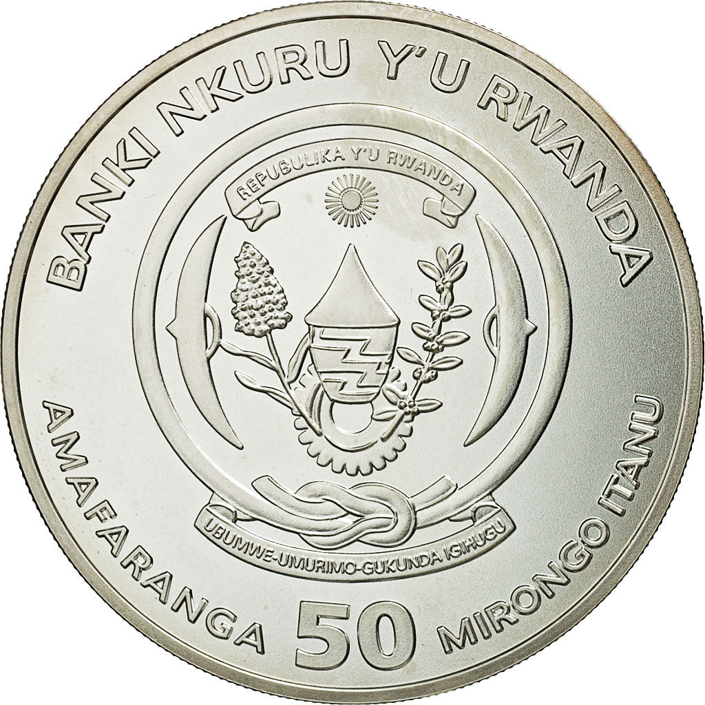 Rwanda, 50 Francs, 2010, MS(65-70), Silver