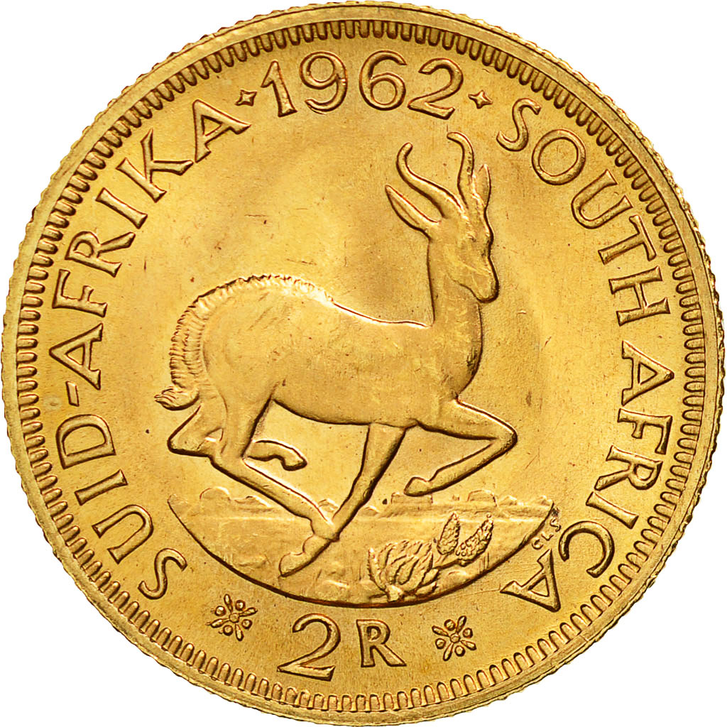 Moneda, Sudáfrica, 2 Rand, 1962, SC, Oro, KM:64