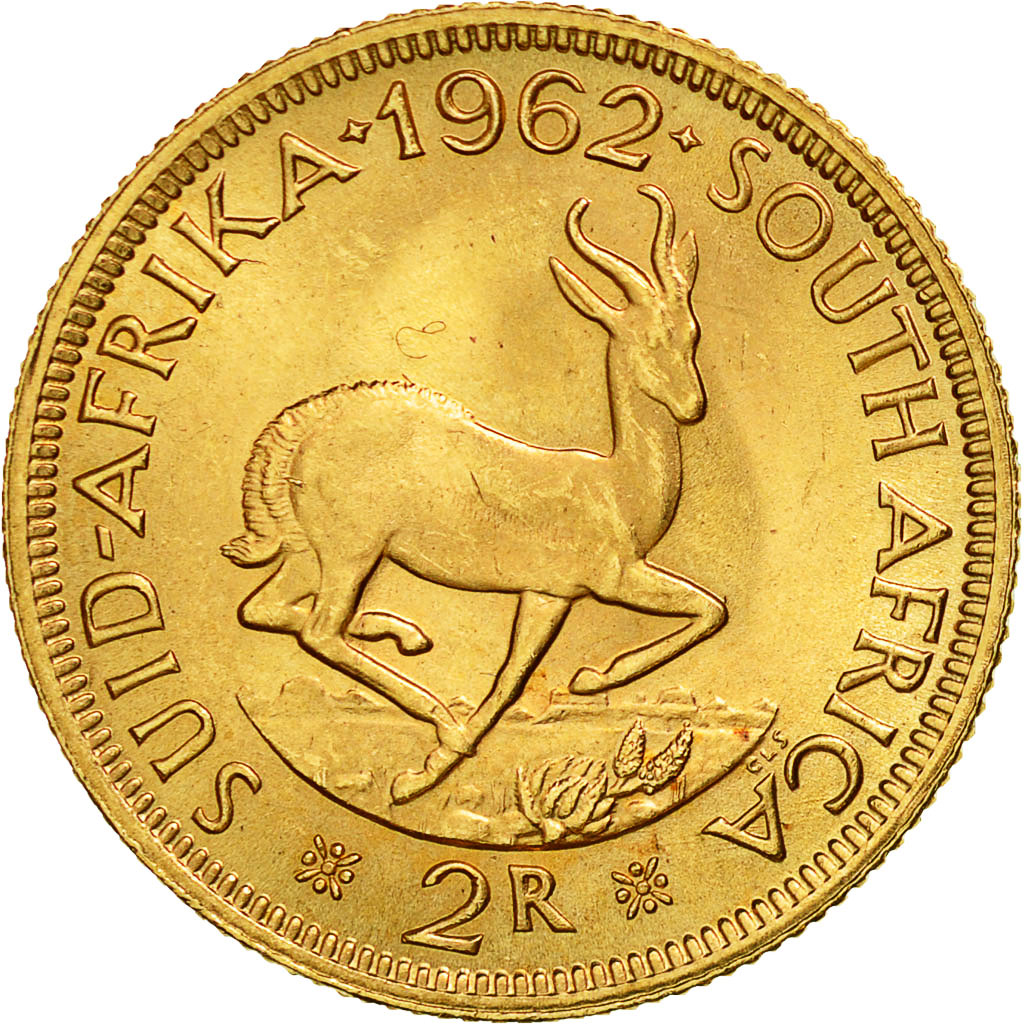 Moneda, Sudáfrica, 2 Rand, 1962, SC, Oro, KM:64