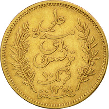Moneda, Túnez, Ali Bey, 10 Francs, 1891, Paris, MBC, Oro, KM:226, Lecompte:404