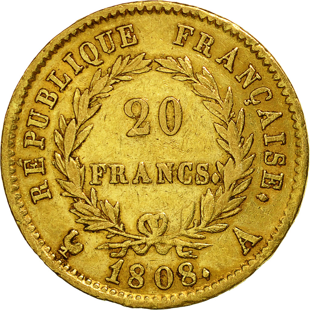 France, Napoléon I, 20 Francs, 1808, Paris, EF(40-45), Gold, KM:687.1